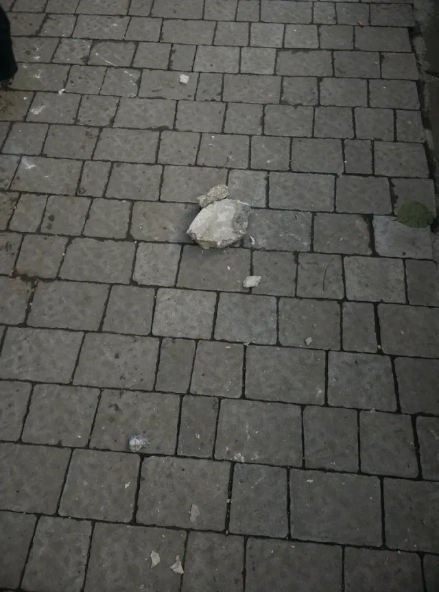 Дівчину ледь не вбив шматок карнизу, що відвалився із старого будинку (Фото) — фото 1