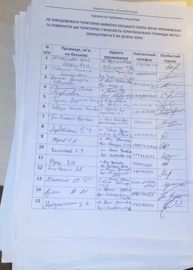 Активісти зібрали більше тисячі підписів проти забудови міського озера — фото 1