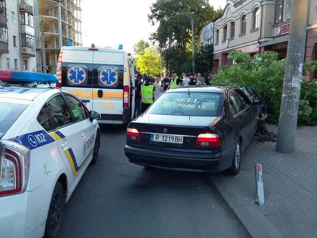 ДТП на Василиянок: женщина врезалась в дерево и снес два металлических столбца. У пассажира автомобиля нашли наркотики. Все детали аварии — фото 1